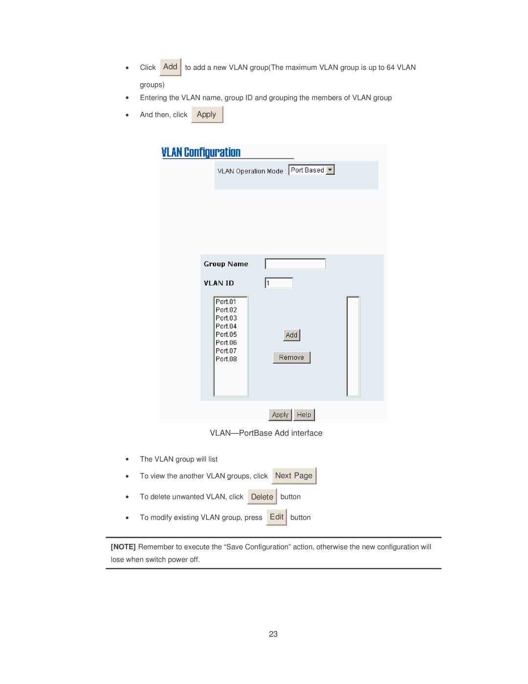 Transition Networks SISTM10XX-162-LR installation manual VLAN-PortBase Add interface 