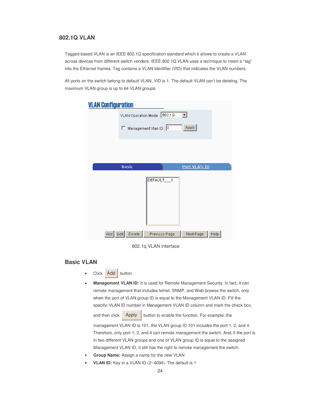 Transition Networks SISTM10XX-162-LR installation manual 802.1Q Vlan, Basic Vlan 