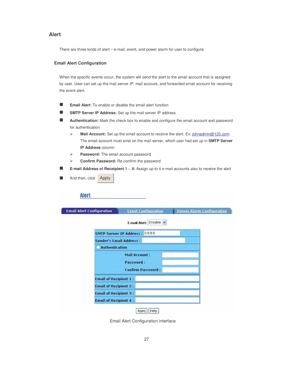 Transition Networks SISTM10XX-162-LR installation manual Email Alert Configuration 