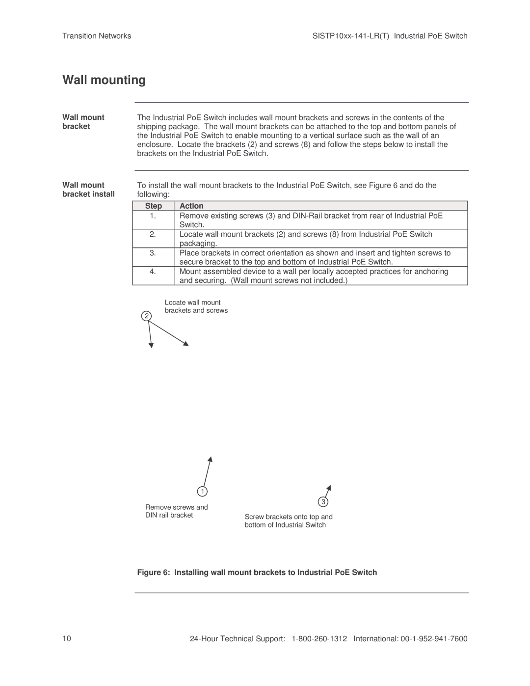 Transition Networks SISTP10XX-141-LR(T) installation manual Wall mounting 