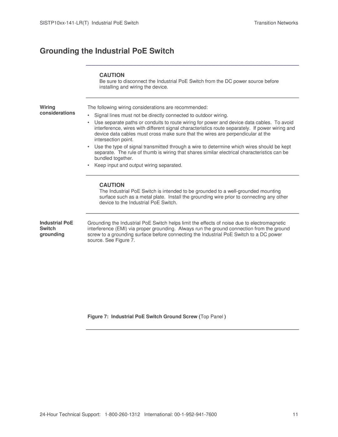 Transition Networks SISTP10XX-141-LR(T) installation manual Grounding the Industrial PoE Switch 