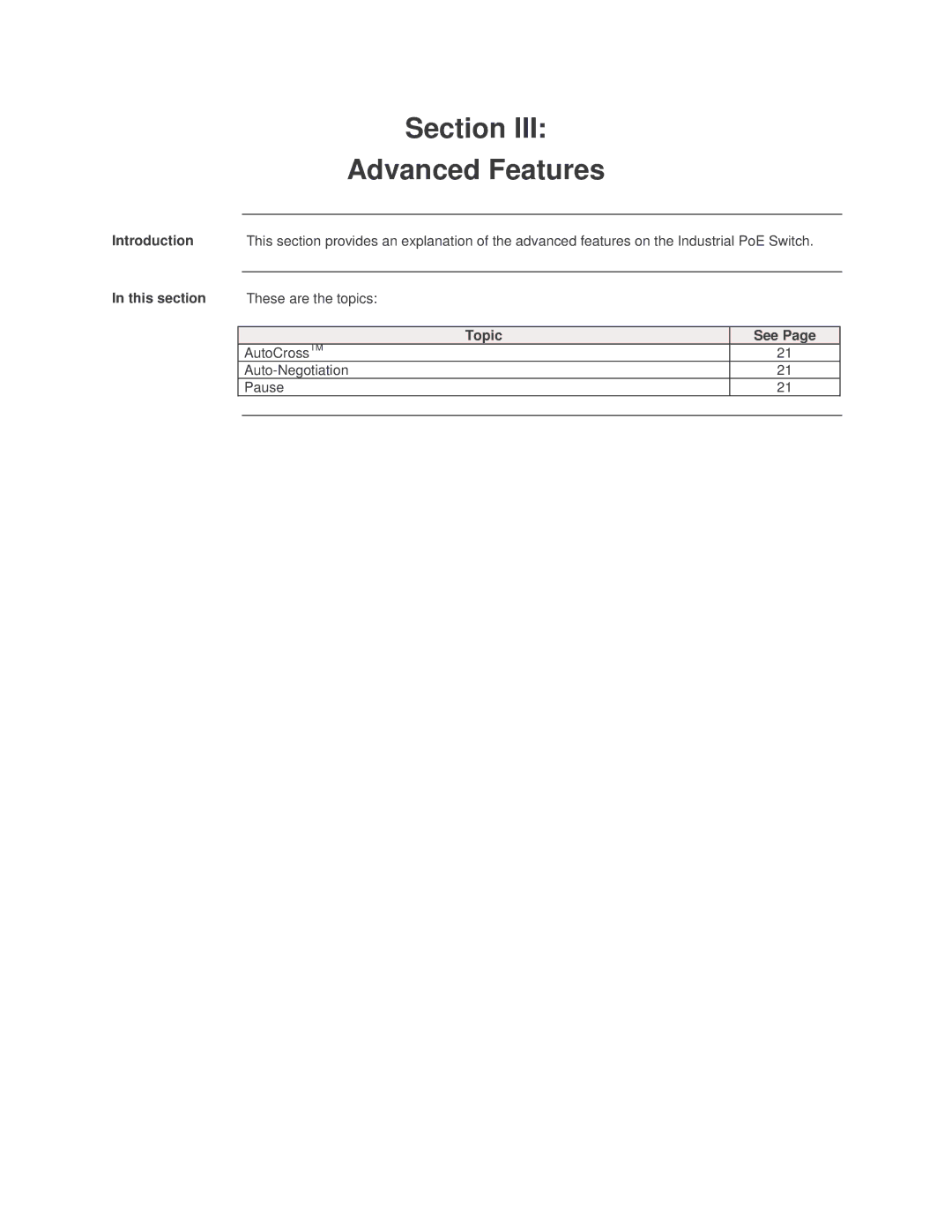 Transition Networks SISTP10XX-141-LR(T) installation manual Section Advanced Features 