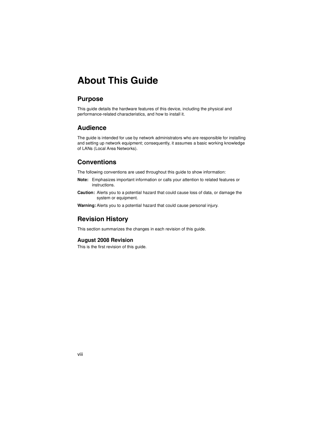 Transition Networks SM24-100SFP-AH manual About This Guide, Viii 