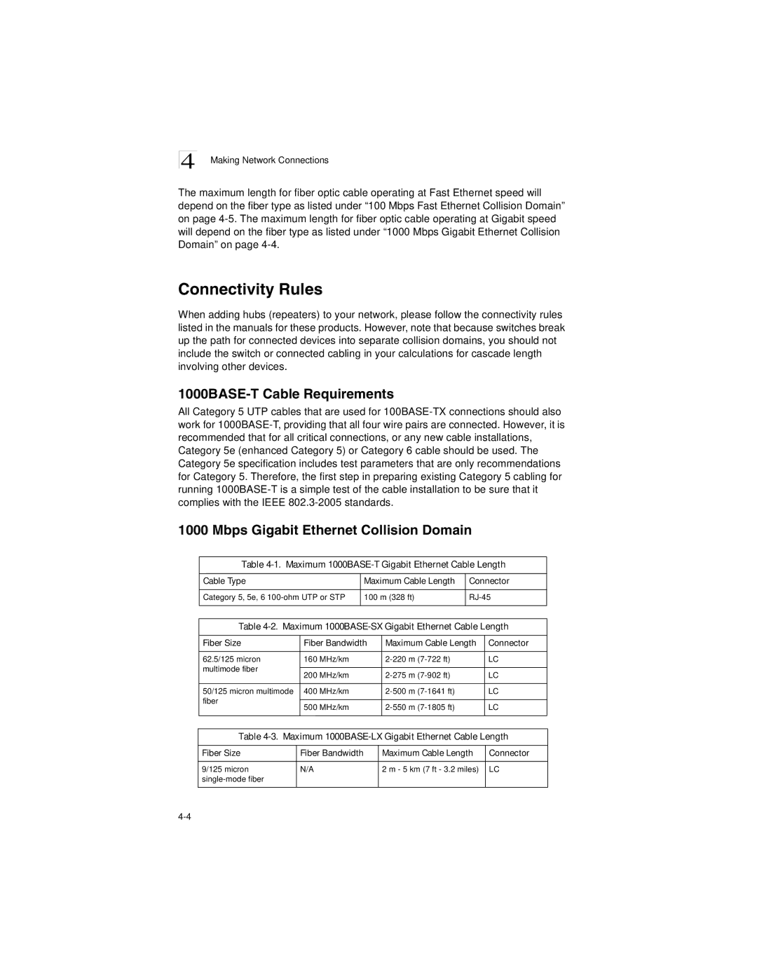 Transition Networks SM24-100SFP-AH manual Connectivity Rules, 1000BASE-T Cable Requirements 