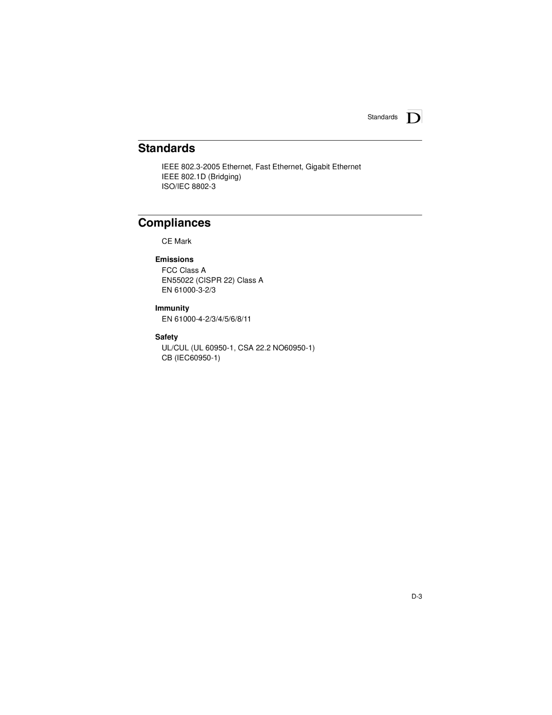 Transition Networks SM24-100SFP-AH manual Compliances, Standards D 