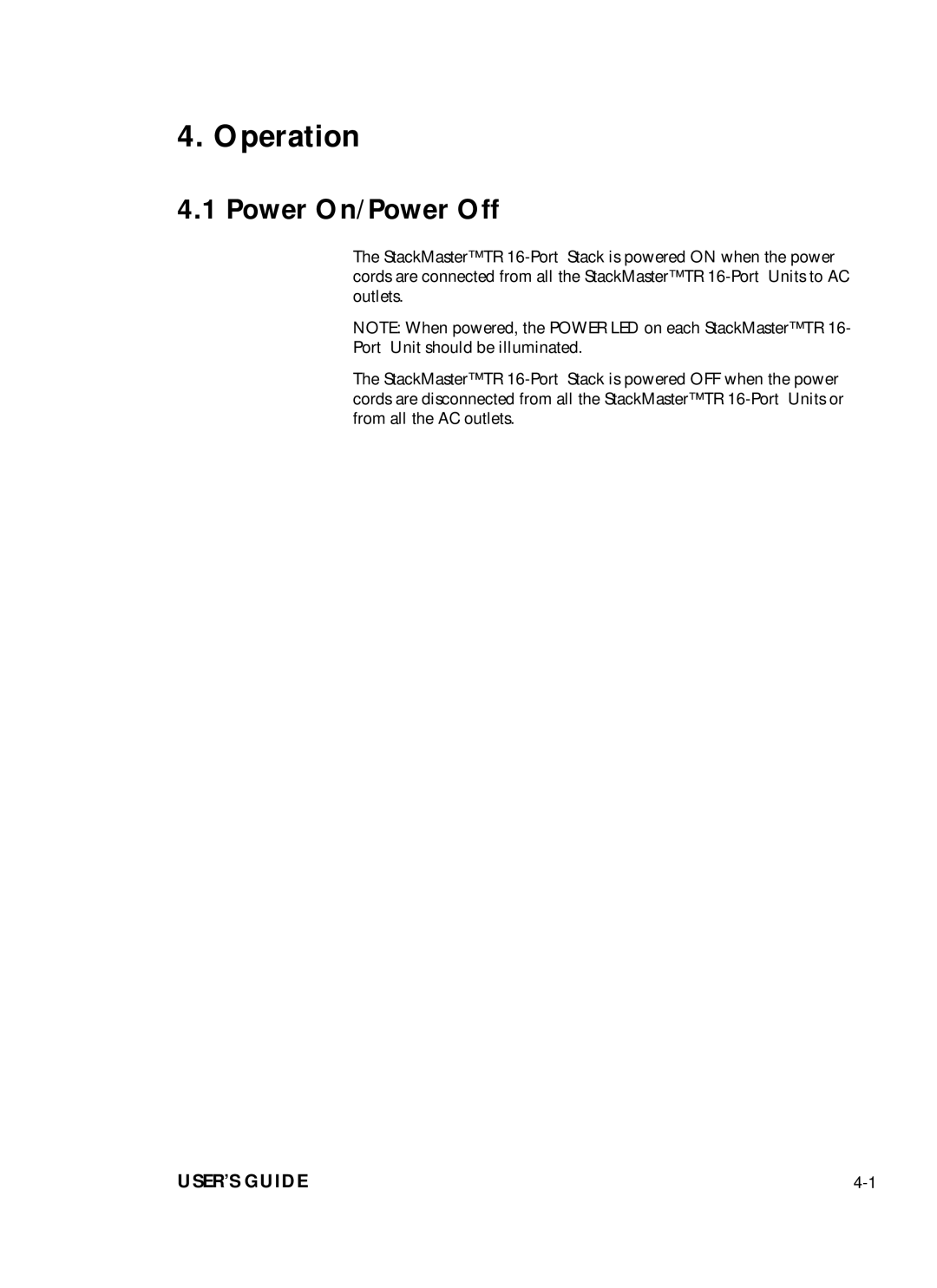 Transition Networks SMHB-TR-16 manual Operation, Power On/Power Off 