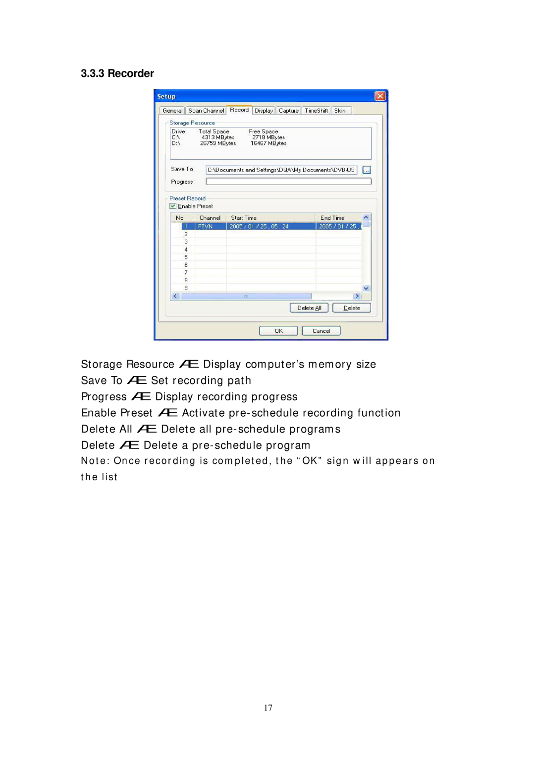 Transystem DVB-T manual Recorder 