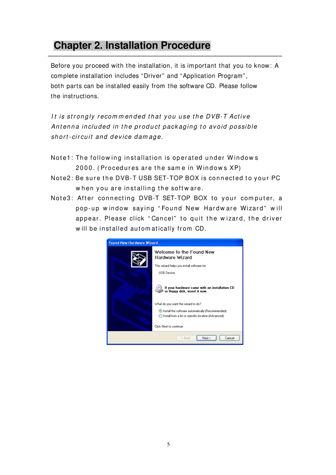 Transystem DVB-T manual Installation Procedure 