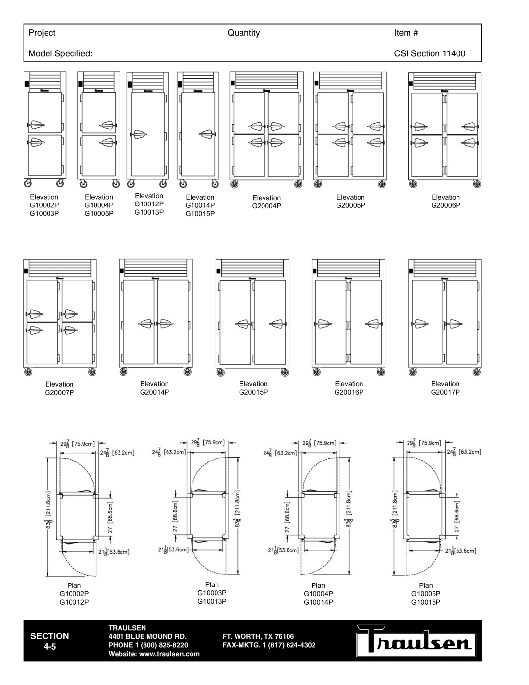 Traulsen G20007P, G10015P, G20015P, G20004P, G20006P, G20014P, G20017P, G20005P, G20016P, G10003P, G10014P Traulsen Blue Mound RD 