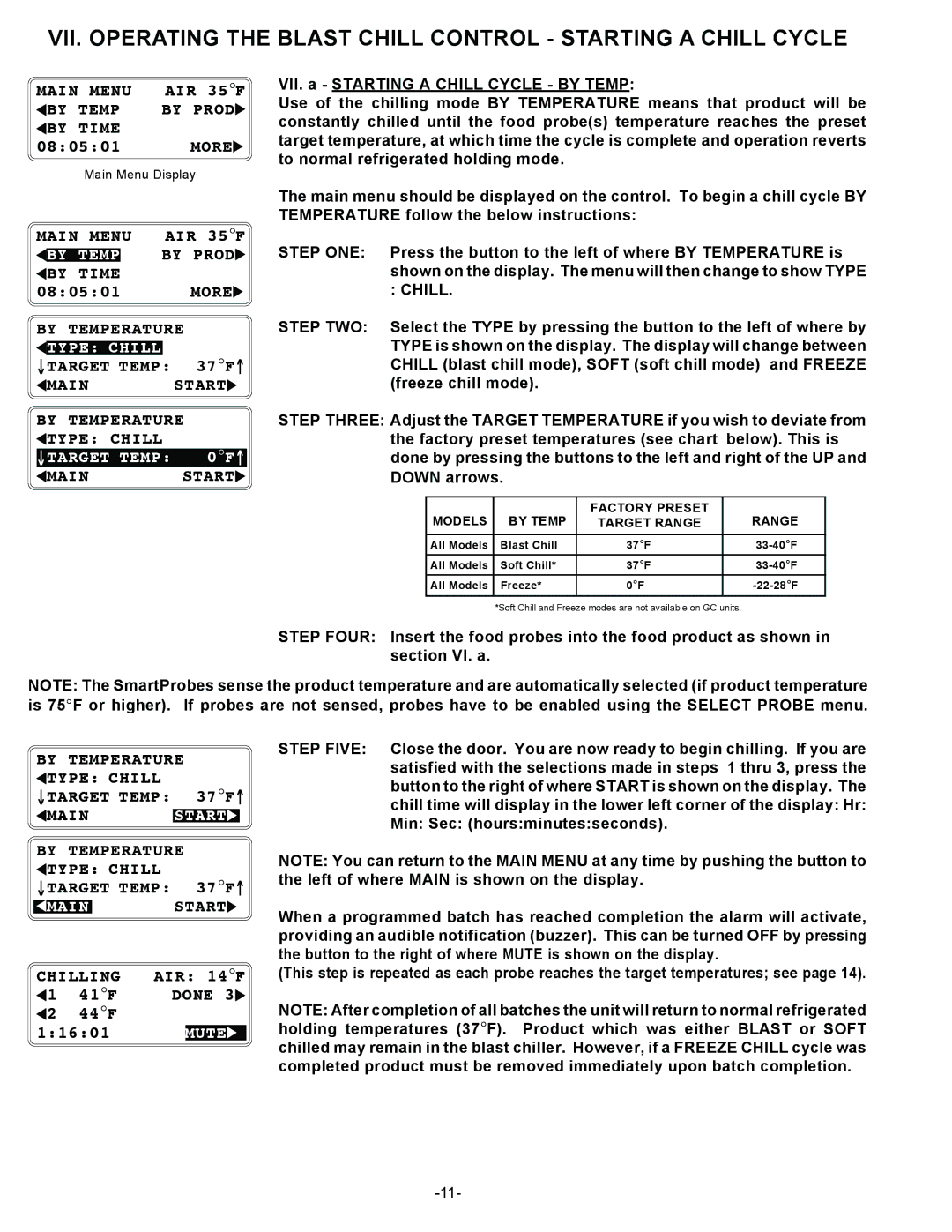 Traulsen RBC400RT, RBC200RT owner manual By Temp, ↓TARGET Temp 0F↑, Main, Mute 