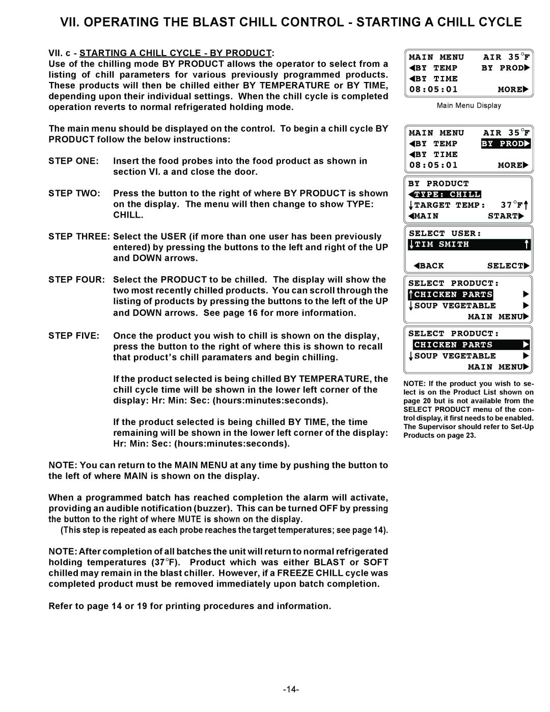 Traulsen RBC200RT, RBC400RT owner manual By Prod, ↓TIM Smith, ↑CHICKEN Parts ↓SOUP Vegetable, Chicken Parts 