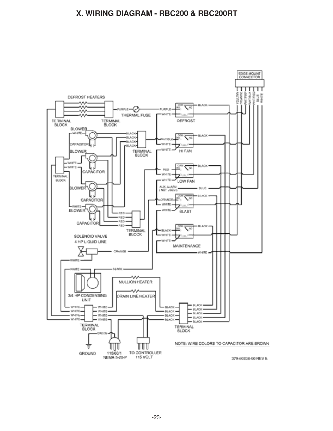 Traulsen RBC200 & RBC400, RBC50, RBC100, RBC200, RBC400, RBC200RT, RBC400RT Wiring Diagram RBC200 & RBC200RT 