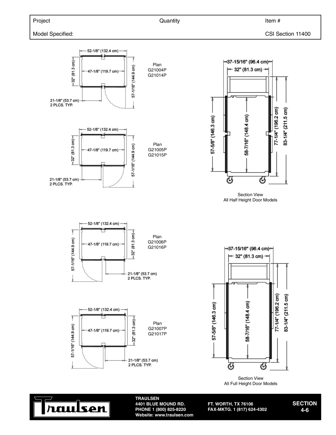 Traulsen TR35786 warranty All Full Height Door Models 