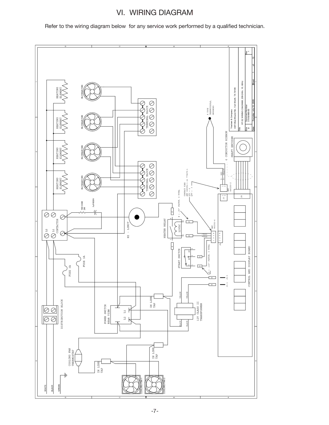 Traulsen TRT32R owner manual Wiring Diagram, Refer 