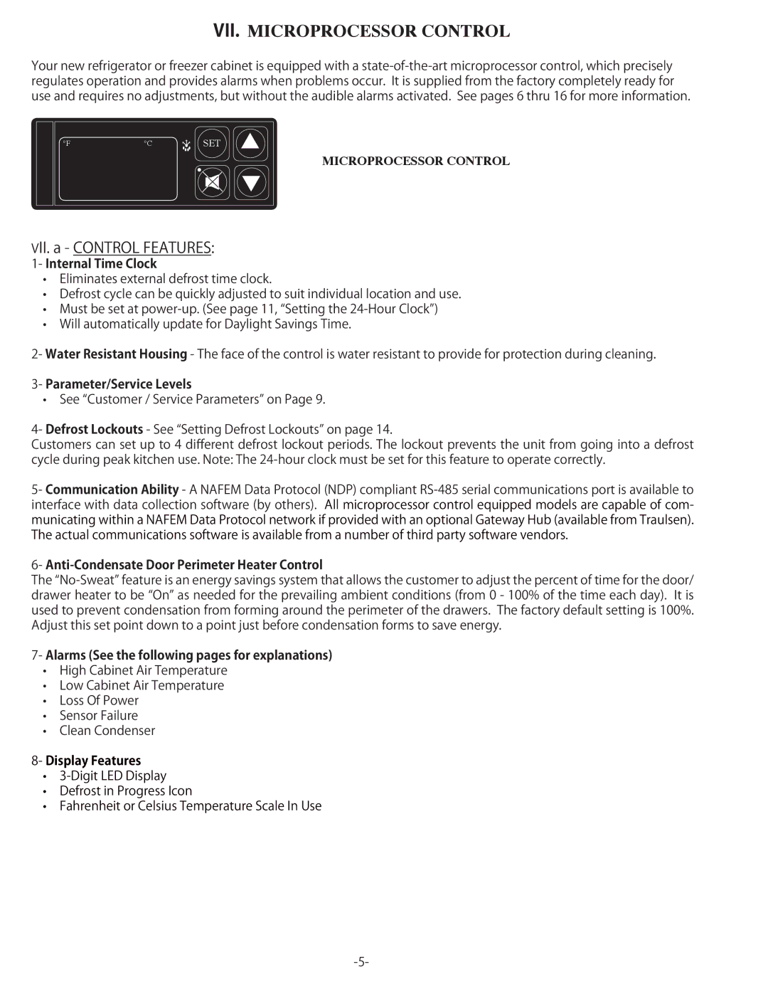 Traulsen TU072HT, TU044LT, TU100HT, TU072LT, TU044HT owner manual VII. Microprocessor Control 