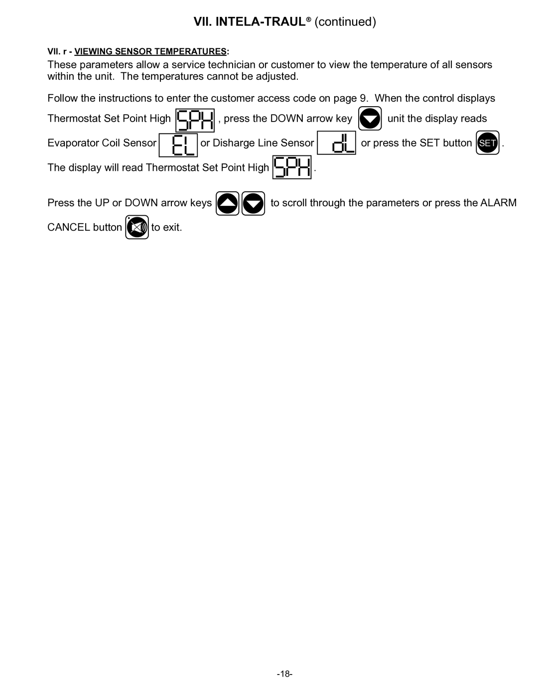 Traulsen UL Series, UC Series owner manual VII. r Viewing Sensor Temperatures 