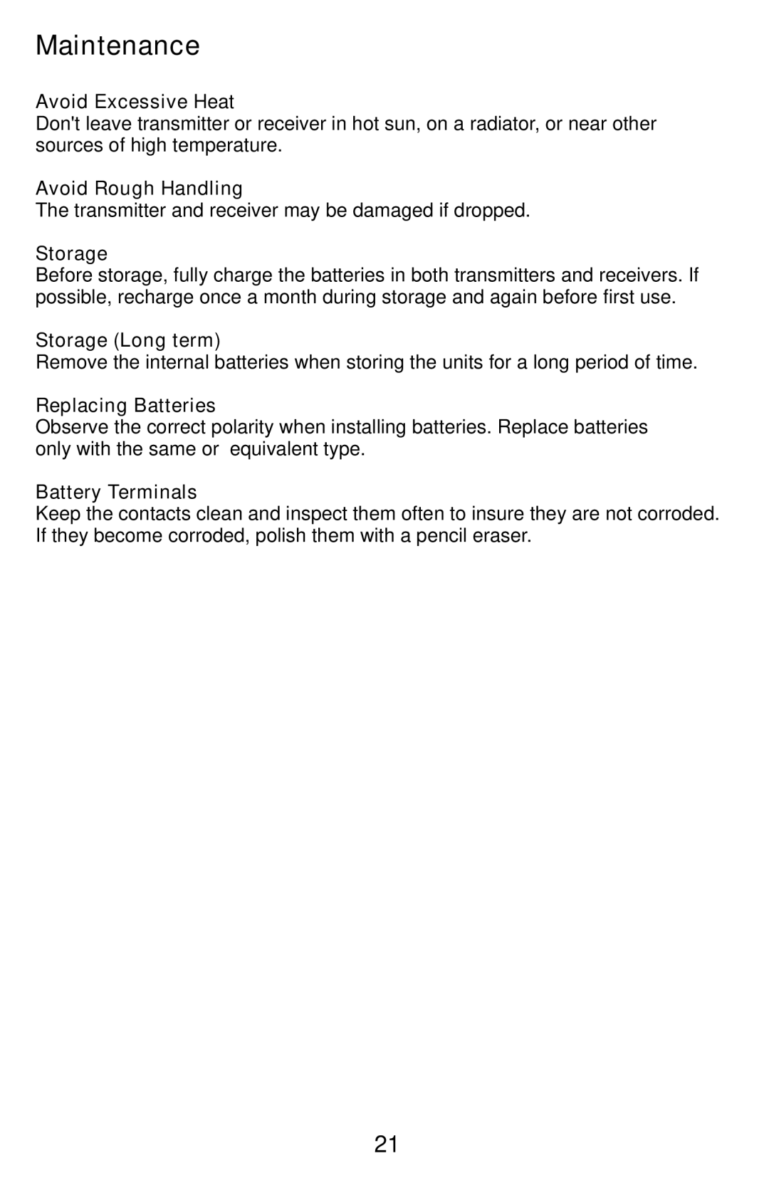 Traveler AS-TV8 manual Maintenance, Avoid Excessive Heat 