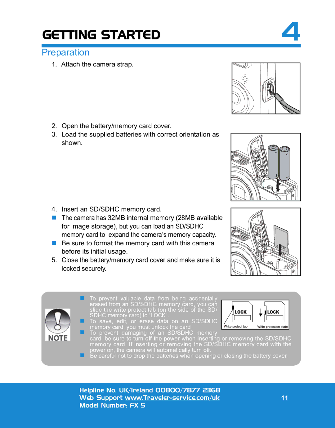 Traveler FX 5 specifications Getting Started, Preparation 