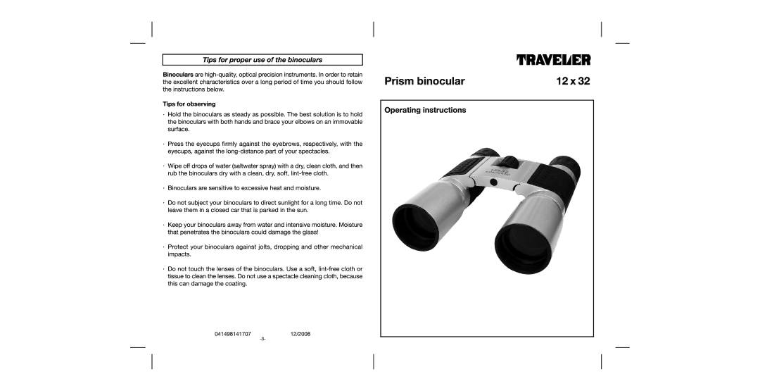 Traveler Prism Binocular manual 