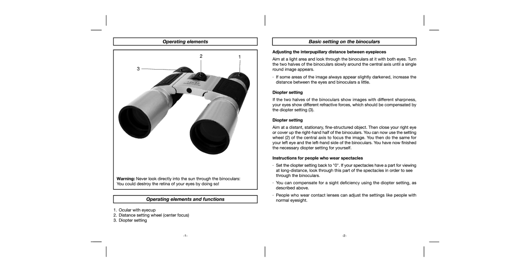 Traveler Prism Binocular manual 