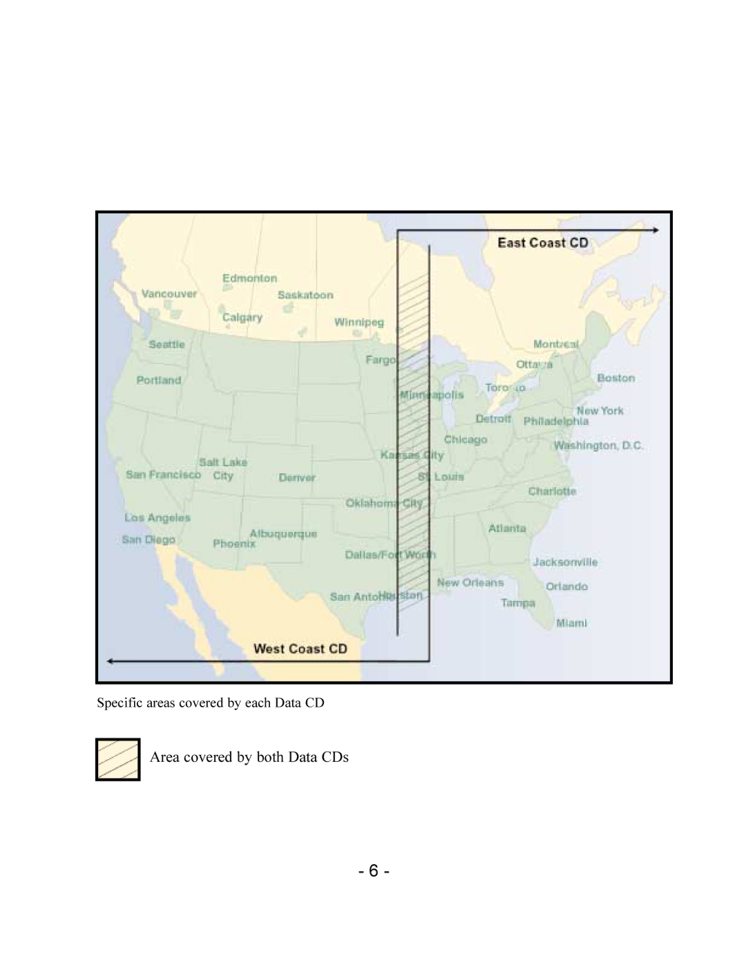 TravRoute CoPilot 2002 manual Area covered by both Data CDs 