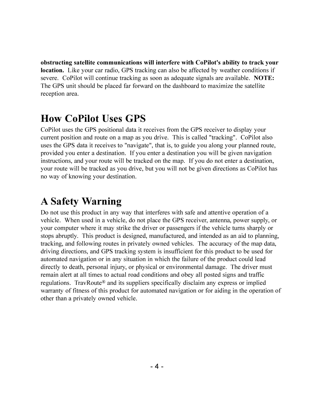 TravRoute CoPilot 2002 manual How CoPilot Uses GPS 