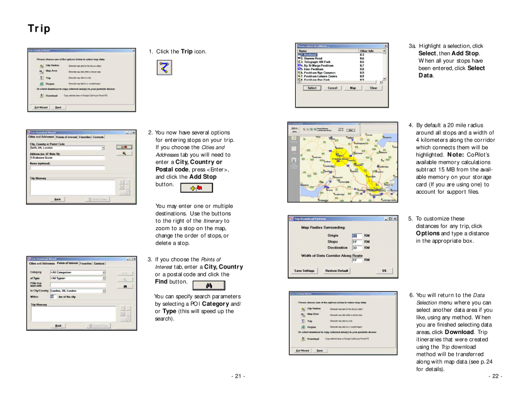 TravRoute Pocket PC 5 manual Trip 