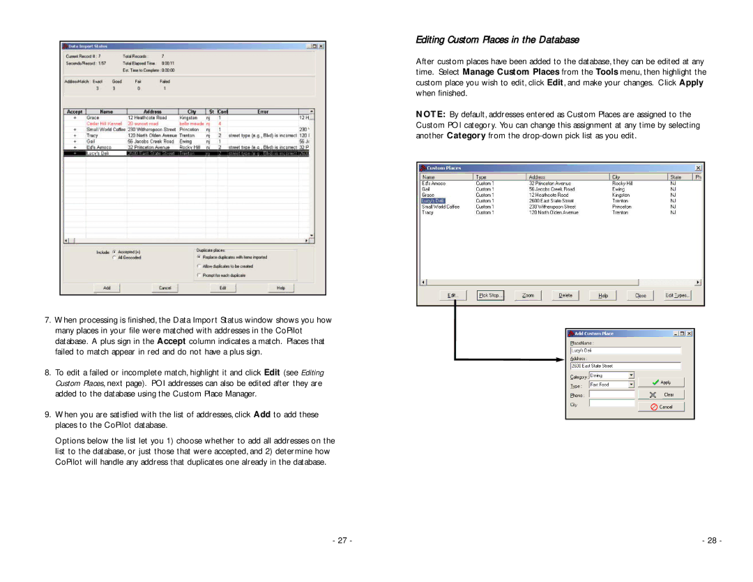 TravRoute Pocket PC 5 manual Editing Custom Places in the Database 