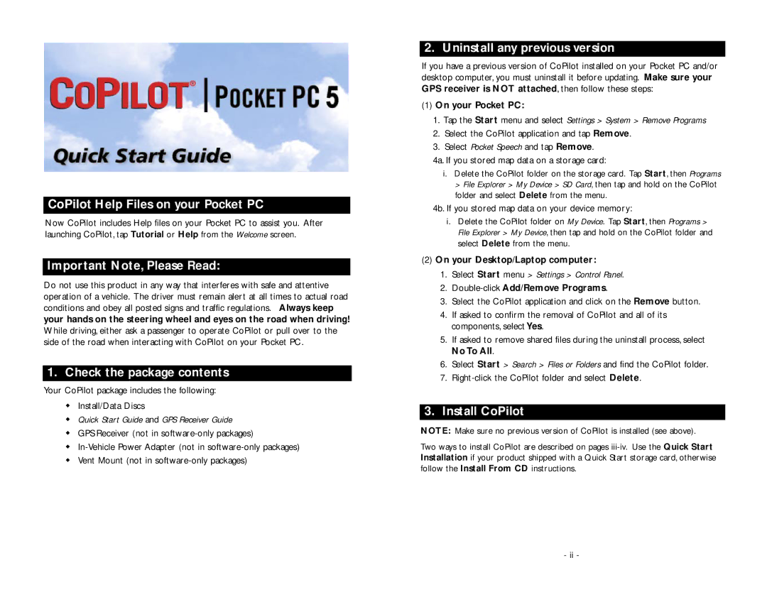 TravRoute Pocket PC 5 manual CoPilot Help Files on your Pocket PC 