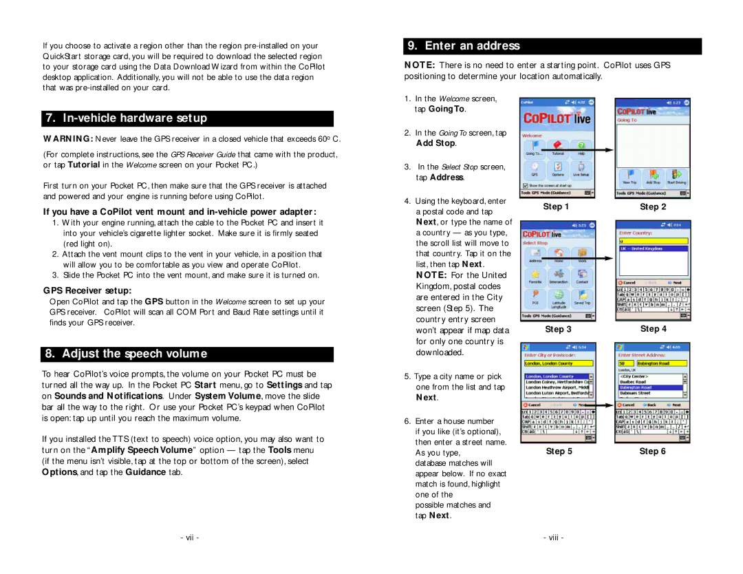 TravRoute Pocket PC 5 manual Tap Going To, Add Stop, Tap Address, Step, Next 