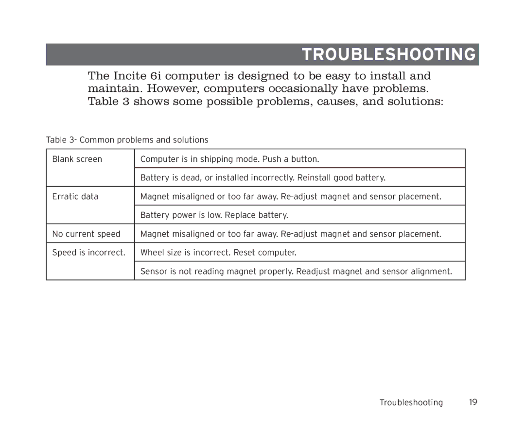 Trek 8i, 6i owner manual Troubleshooting 