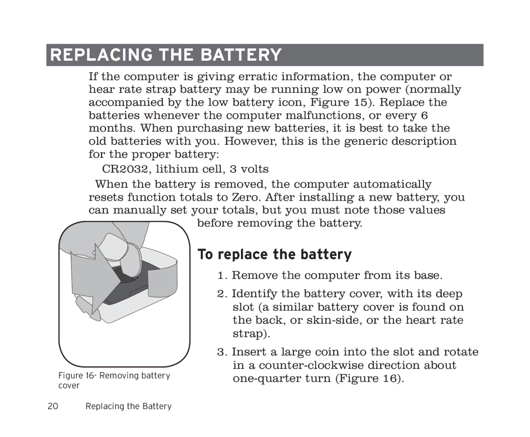 Trek 6i, 8i owner manual Replacing the battery, To replace the battery 