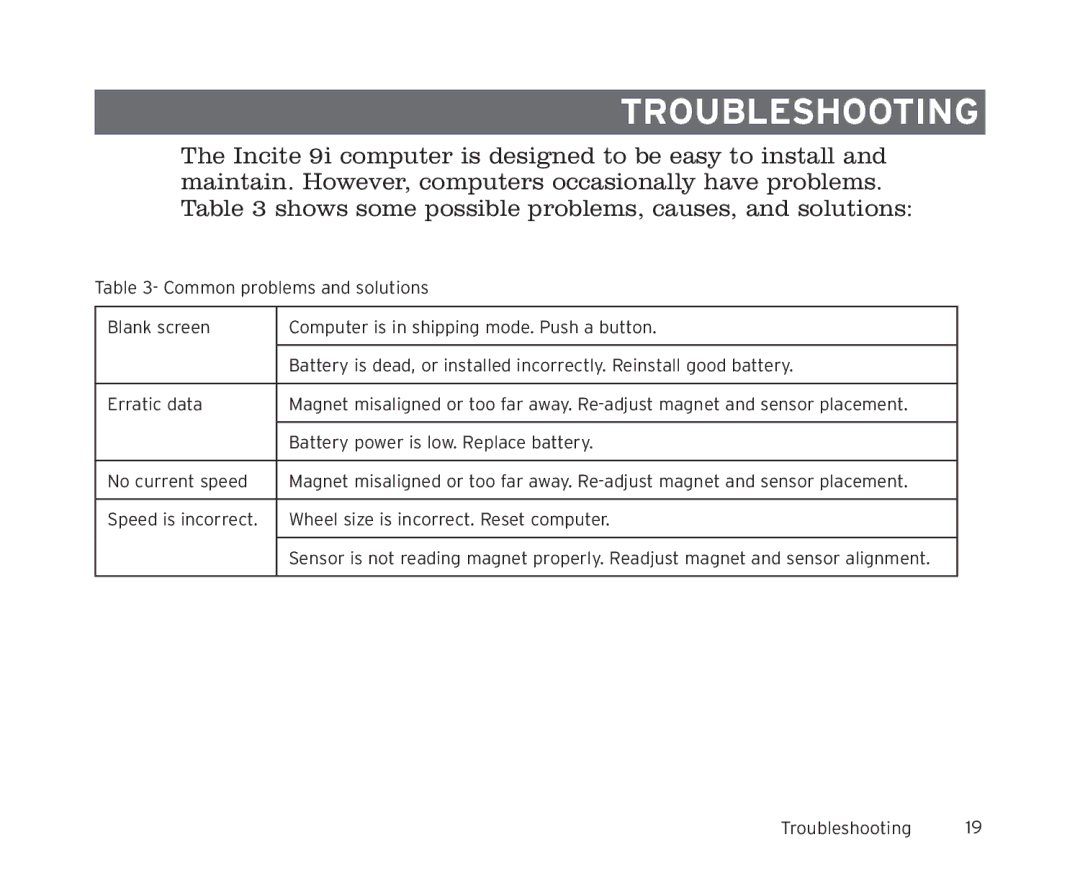 Trek 11i, 9i owner manual Troubleshooting 