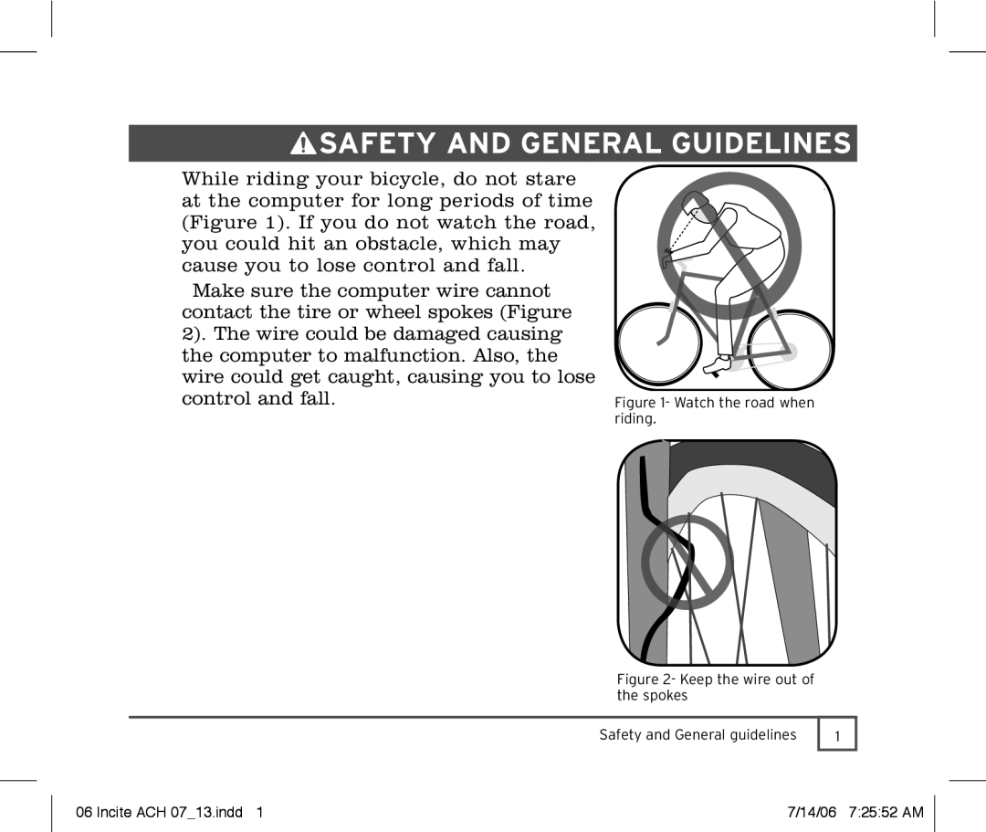 Trek Bicycle Computer manual Safety and general guidelines, Watch the road when 