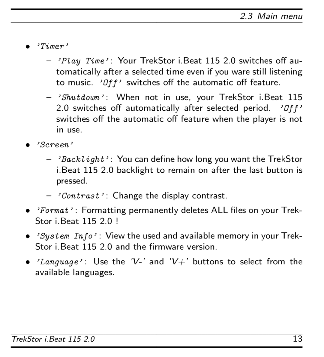 TrekStor 115 manual ’Timer’ 