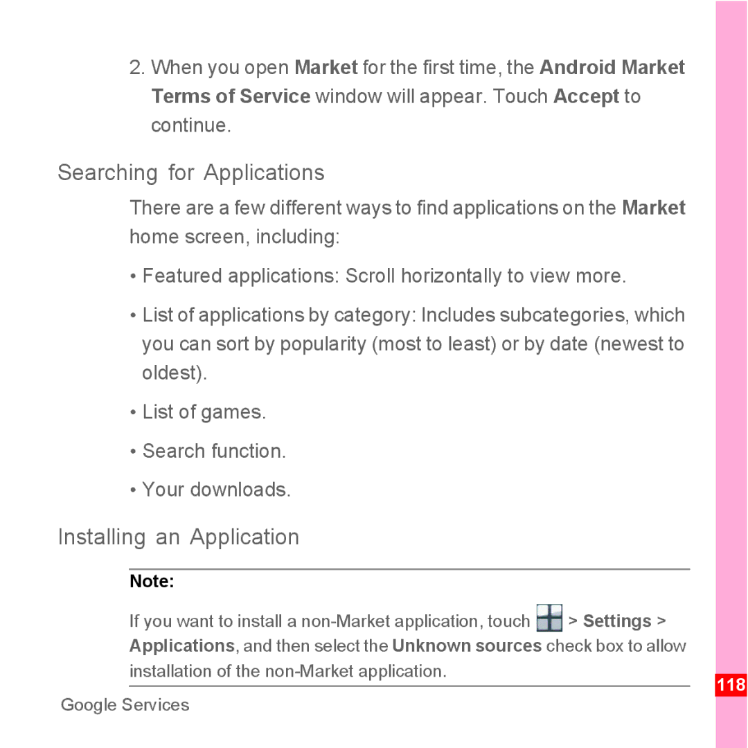 TrekStor Android 2.1 operating instructions Searching for Applications, Installing an Application 