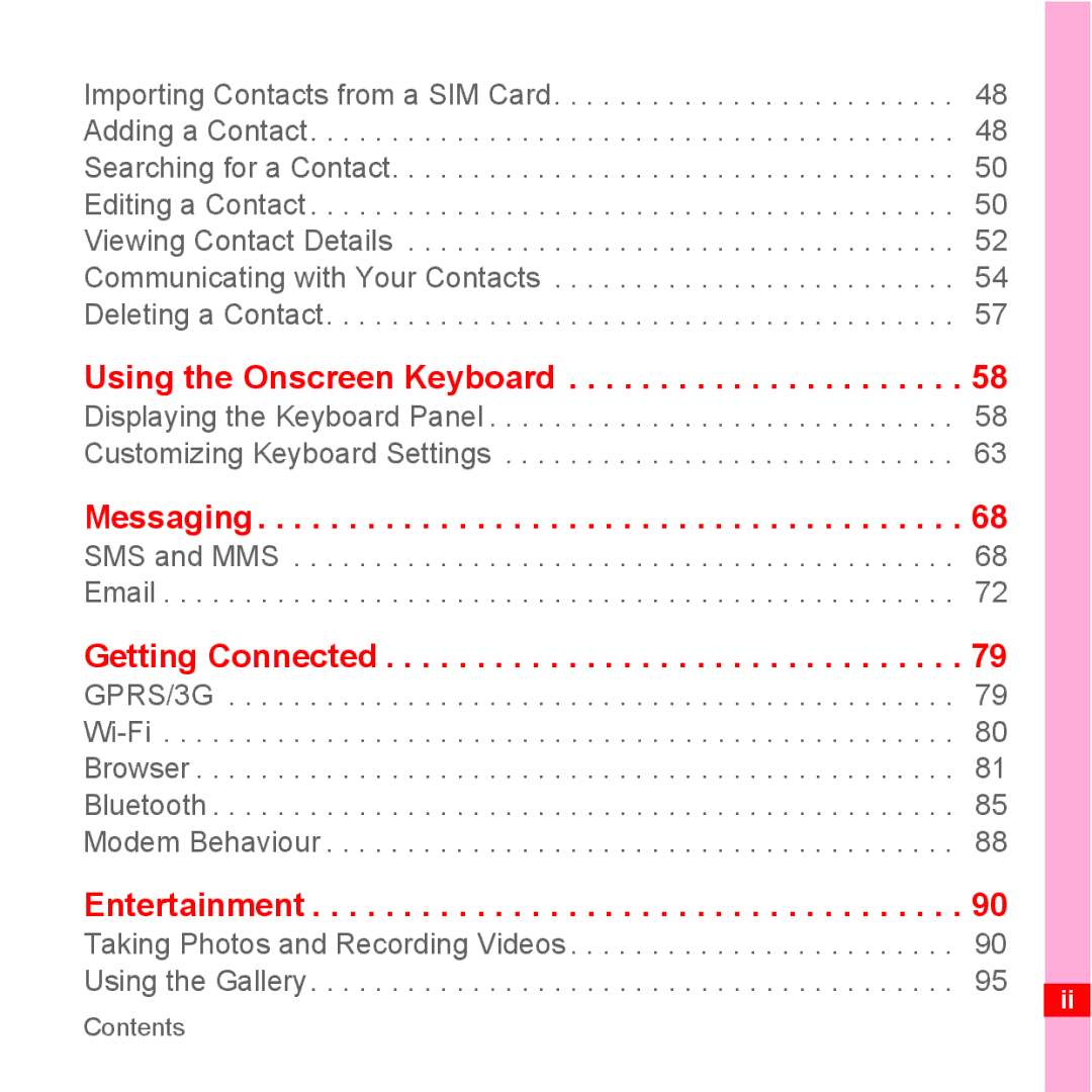 TrekStor Android 2.1 operating instructions Displaying the Keyboard Panel Customizing Keyboard Settings, SMS and MMS Email 