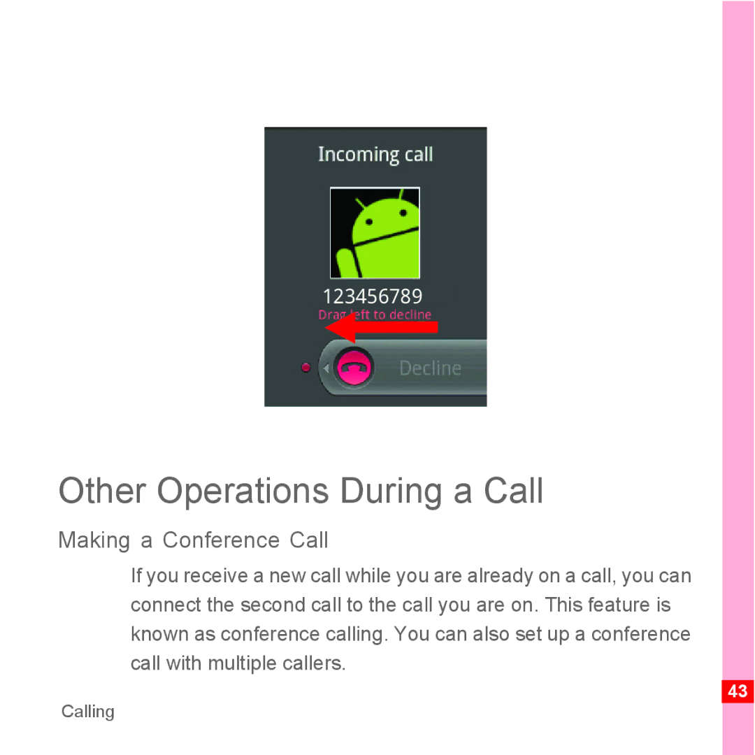 TrekStor Android 2.1 operating instructions Other Operations During a Call, Making a Conference Call 