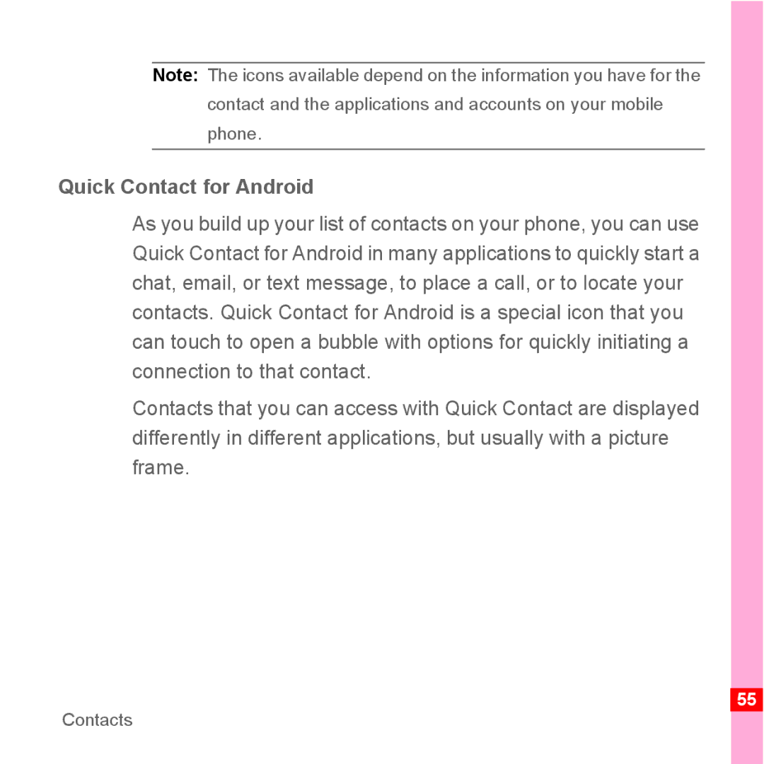 TrekStor Android 2.1 operating instructions Quick Contact for Android 