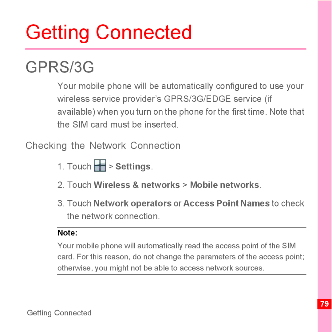 TrekStor Android 2.1 operating instructions Getting Connected, Checking the Network Connection 