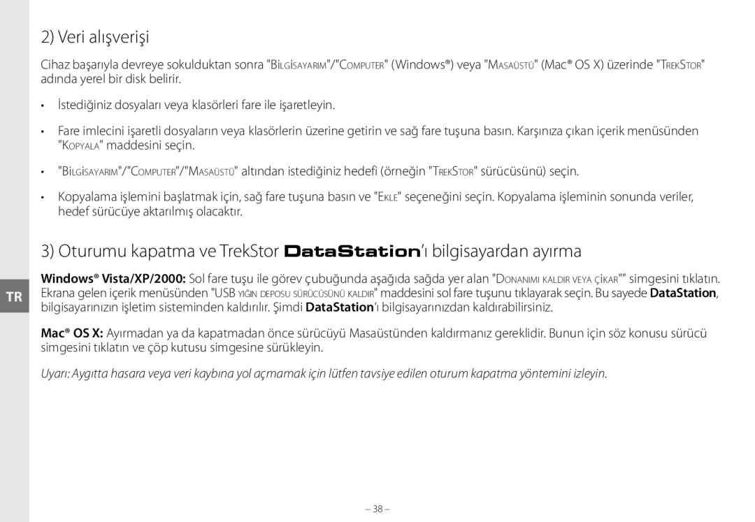 TrekStor maxi g.u manual Veri alışverişi 