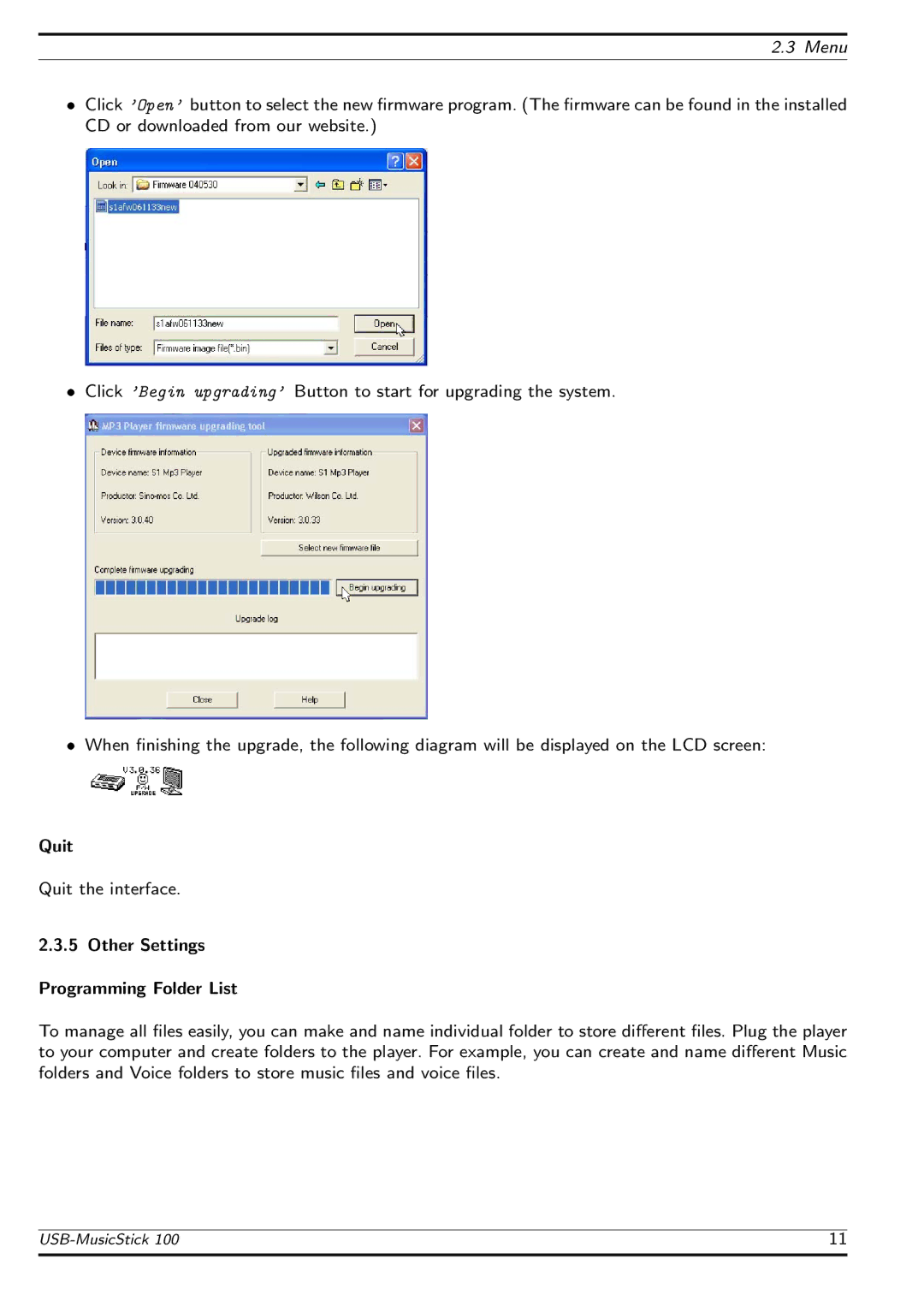 TrekStor MusicStick 100 manual Menu 