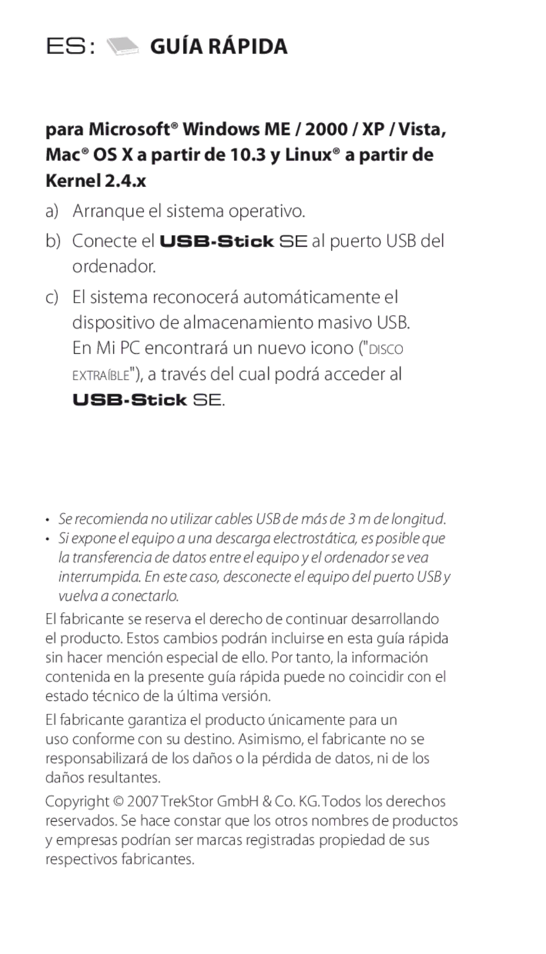 TrekStor SE manual ES Guía rápida 