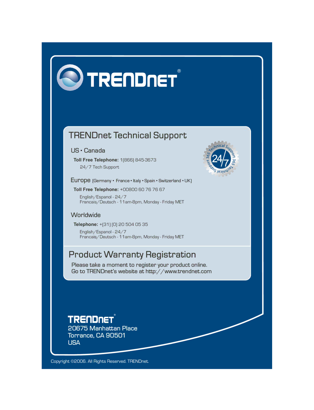 TRENDnet 1000 Base-SX/LX manual Product Warranty Registration 