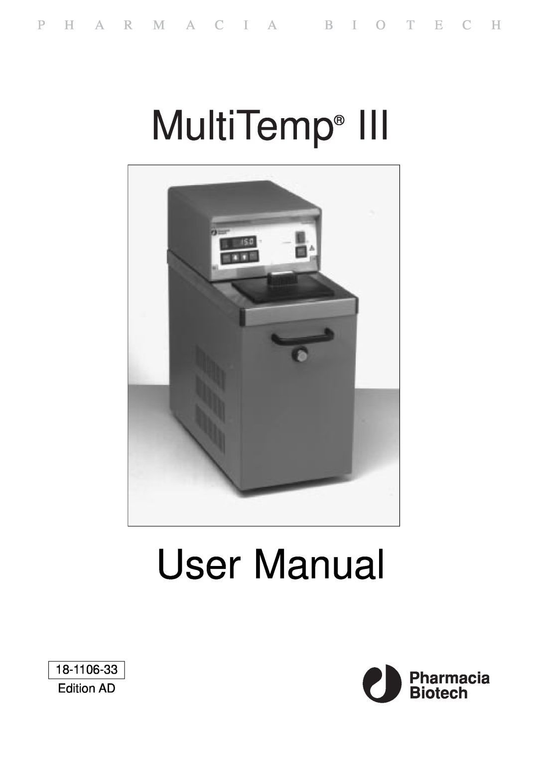 TRENDnet 18-1106-33 user manual MultiTemp User Manual, P H A R M A C I A B I O T E C H, Edition AD 