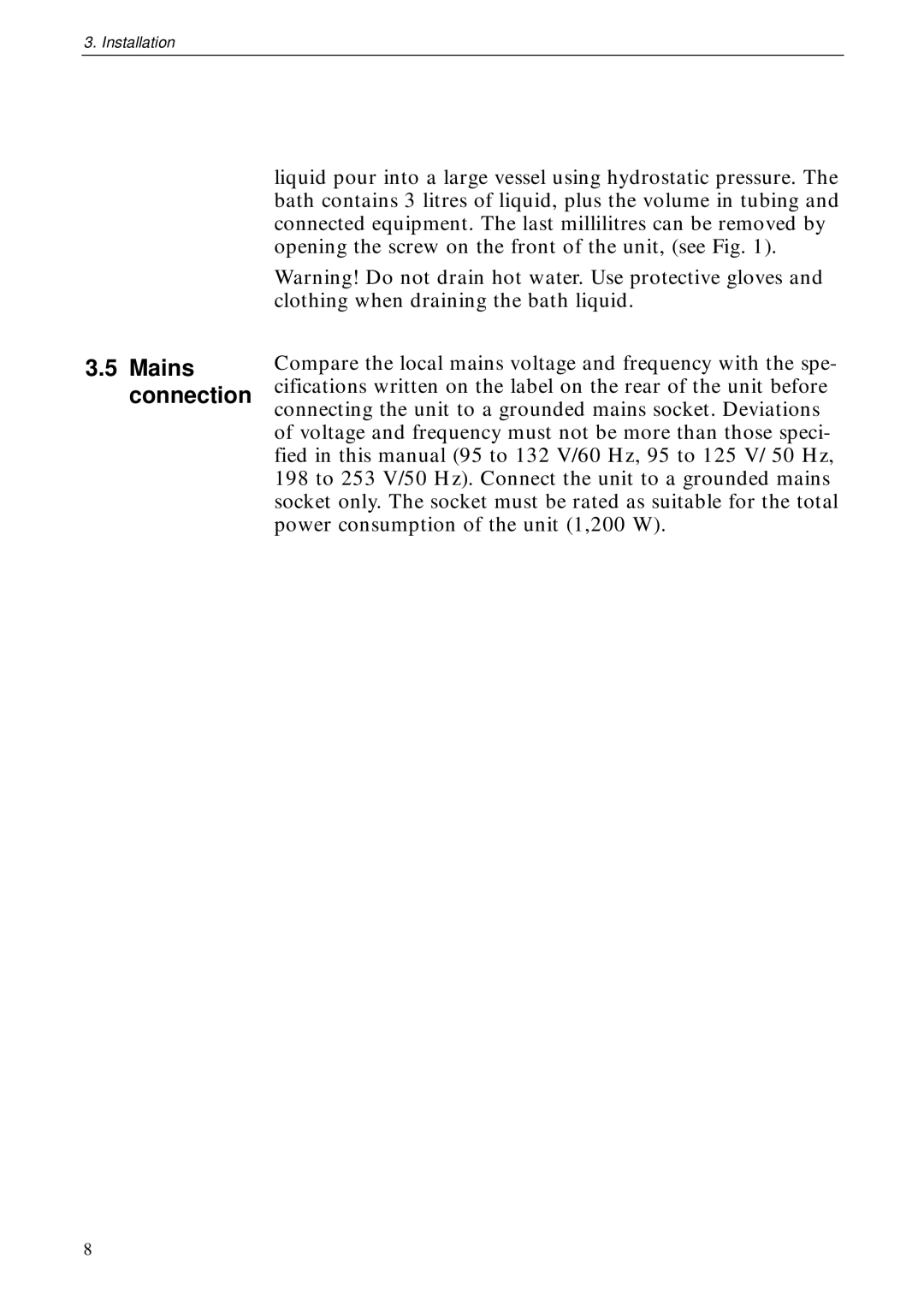 TRENDnet 18-1106-33 user manual Mains connection 