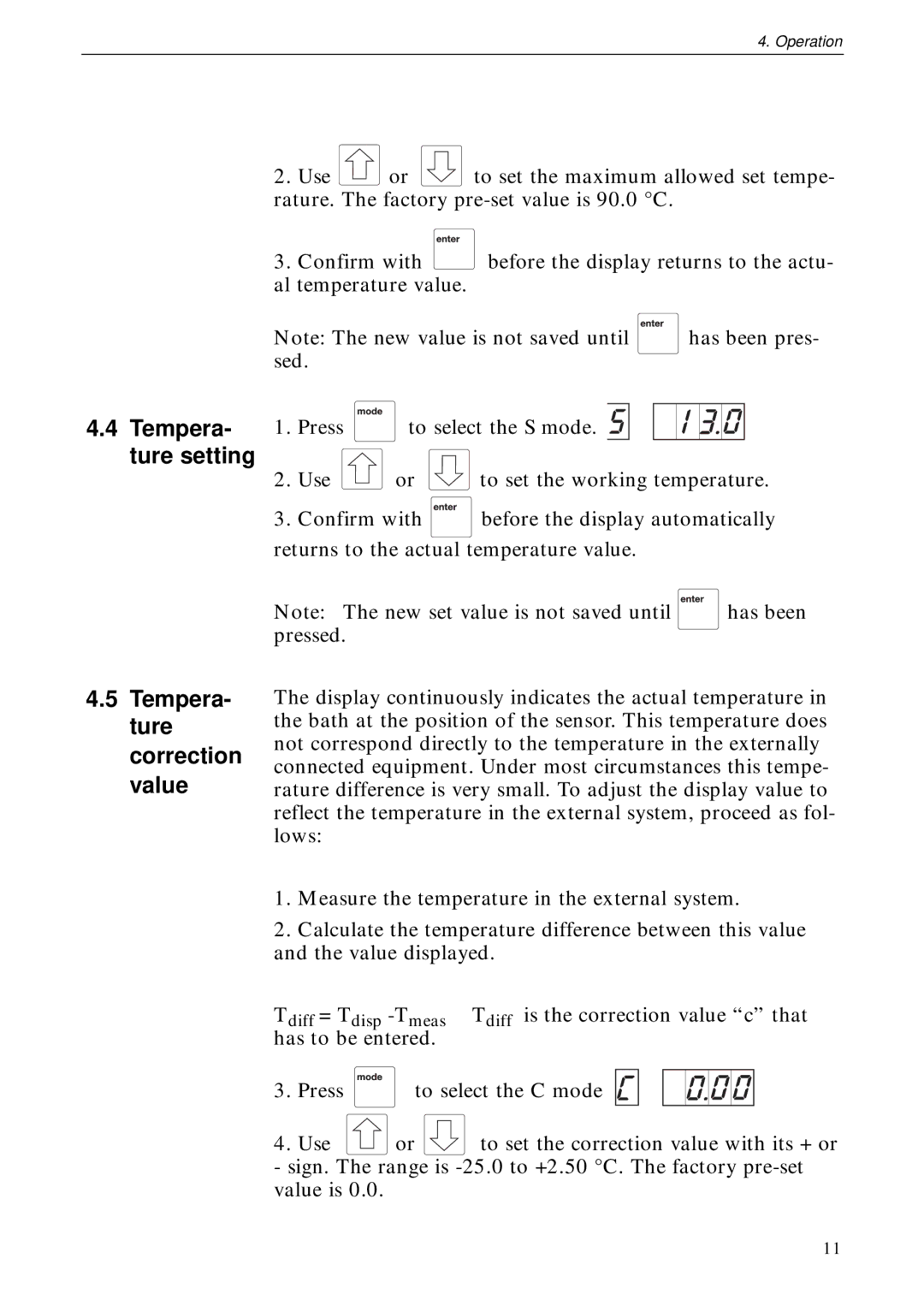 TRENDnet 18-1106-33 user manual Tempera- ture setting Tempera- ture correction value 