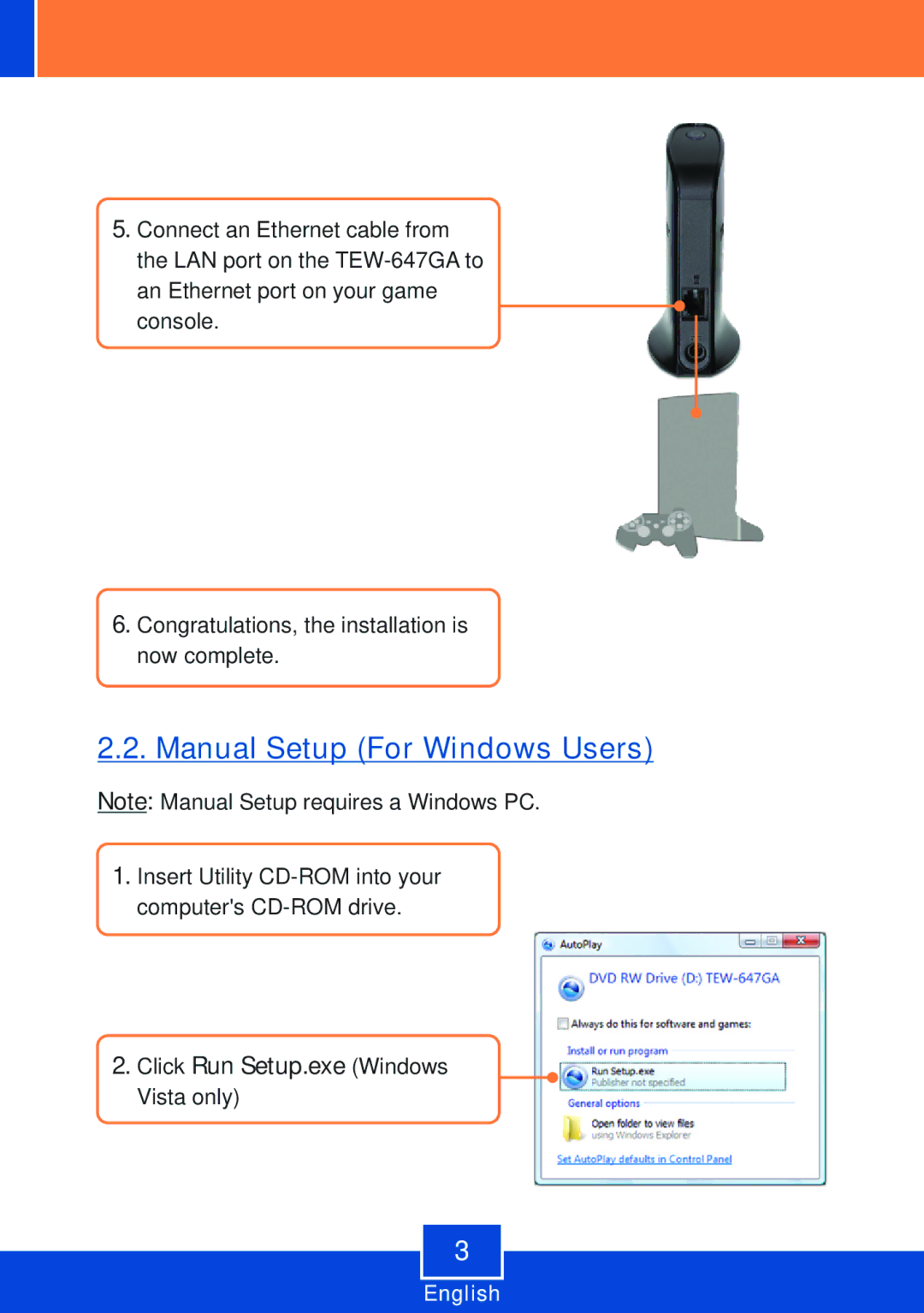 TRENDnet Trendnet TEW-647GA, 2.01 manual Manual Setup For Windows Users 