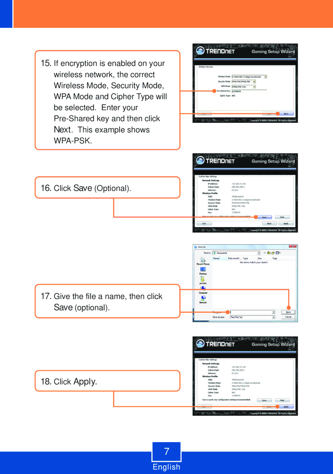 TRENDnet Trendnet TEW-647GA, 2.01 manual Click Apply 