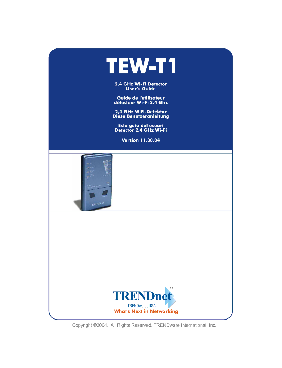 TRENDnet 11.30.04, 2.4 GHz Wifi Detector manual TEW-T1 